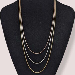 (2/$20) V. 3-Strand Tri-Tone Snake Chain Necklace